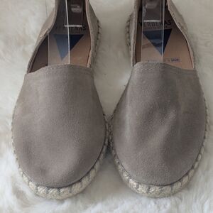 Verbenas Spain Suede Espadrille Flats Taupe Slip On Leather  Women